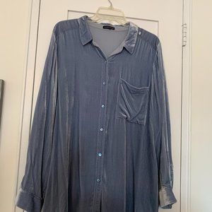 Eileen Fisher blue velvet shirt, NWOT, XL